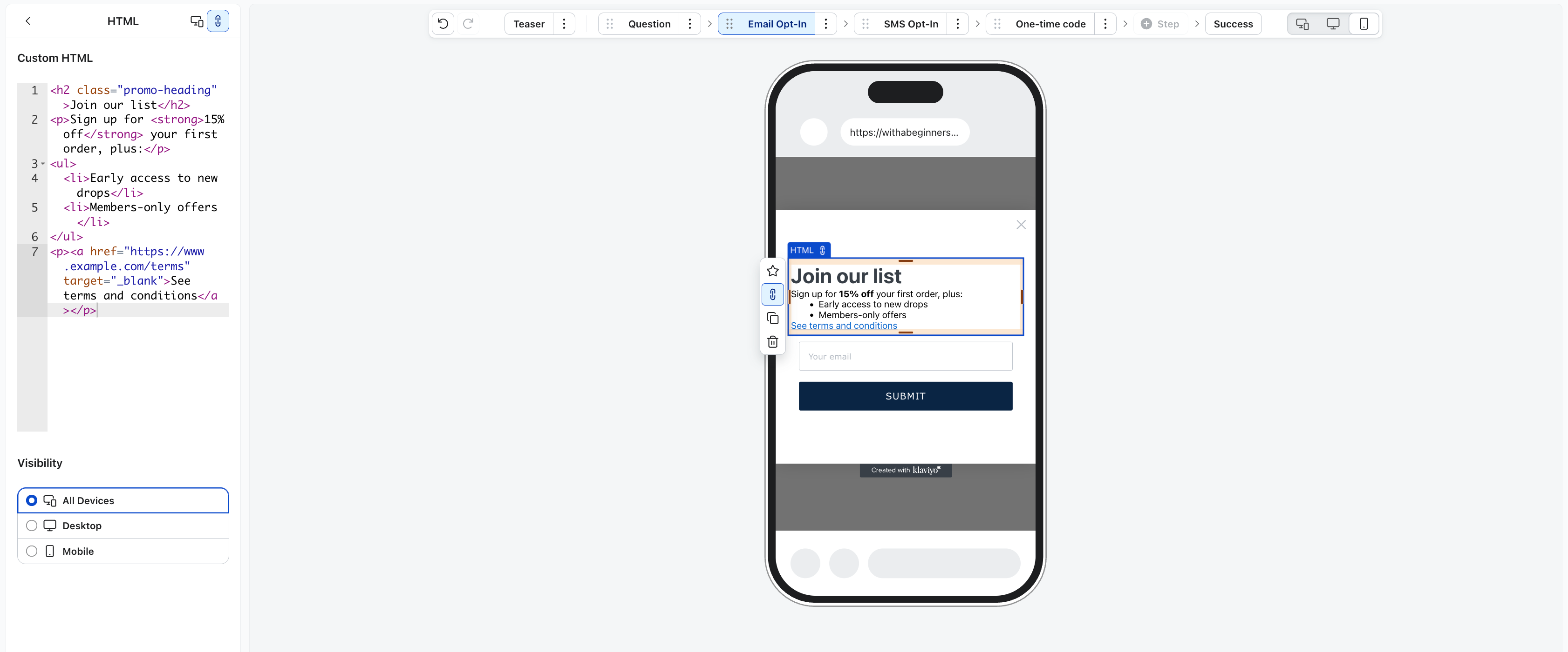 Klaviyo screenshot 3
