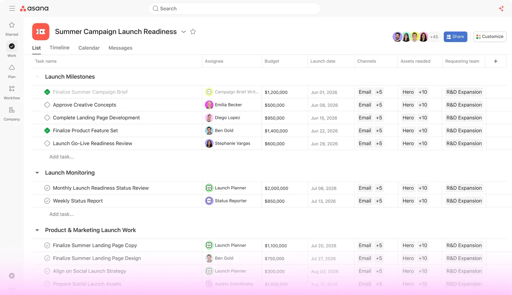 Asana screenshot 1