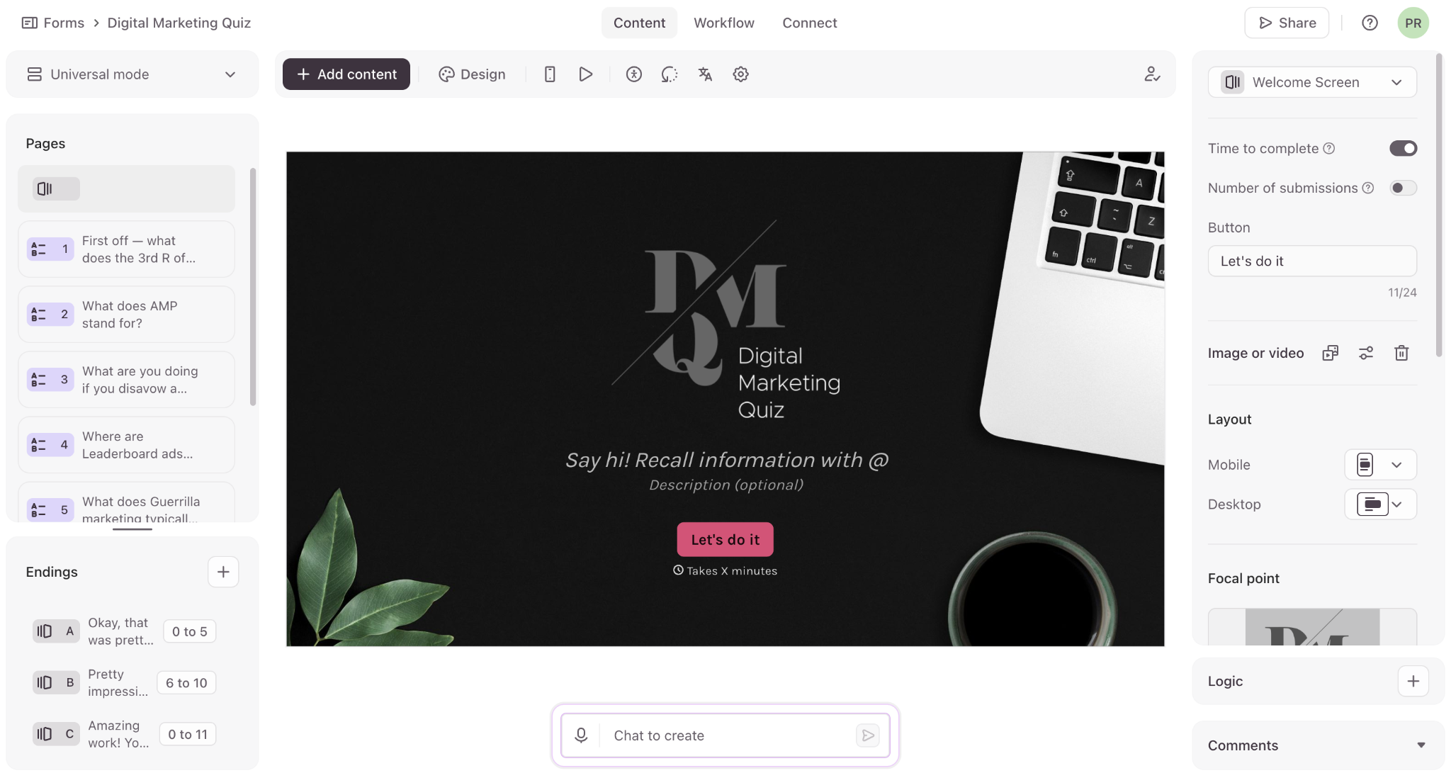 Typeform screenshot 1