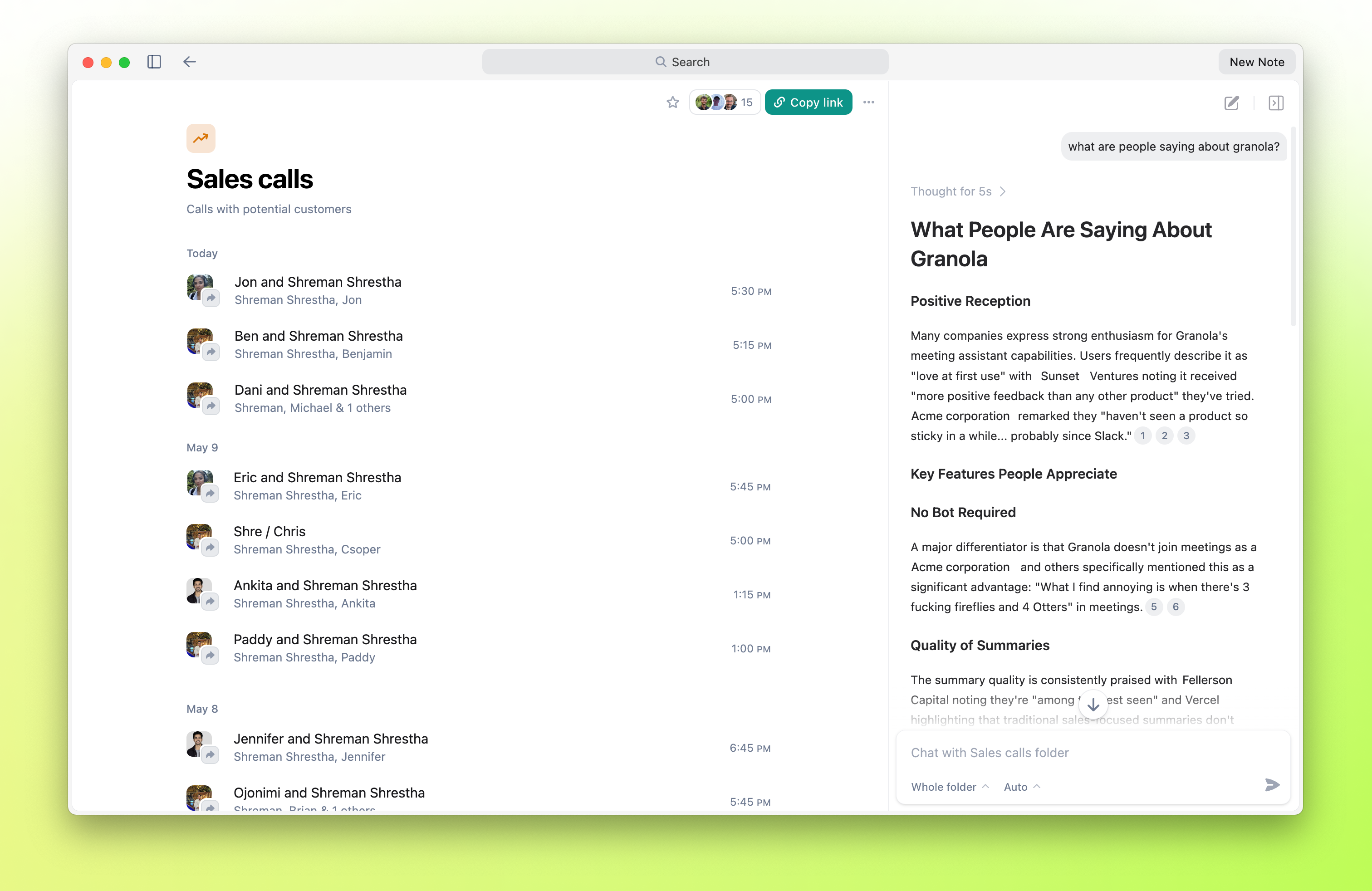 Granola screenshot 1