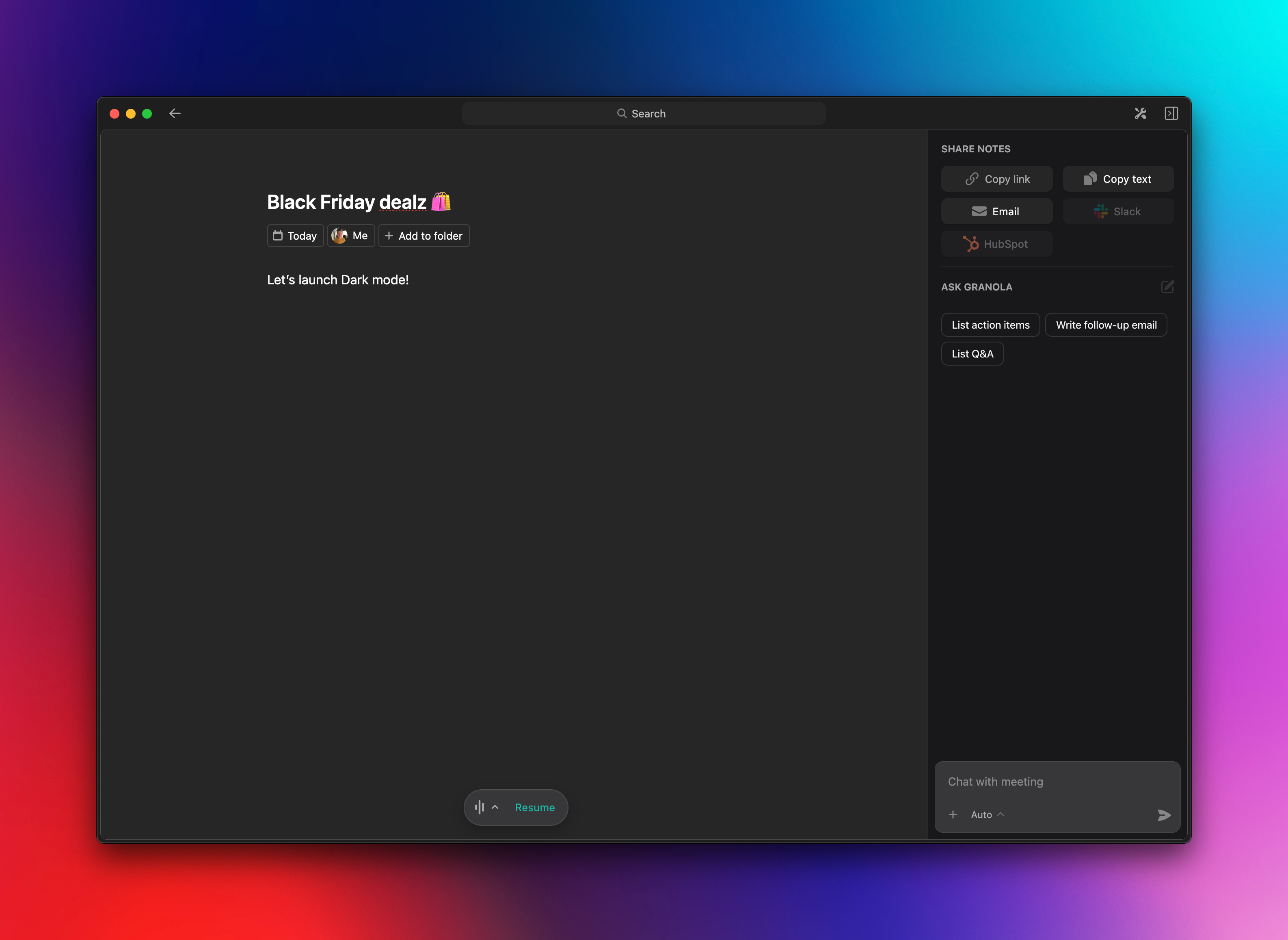 Granola screenshot 2