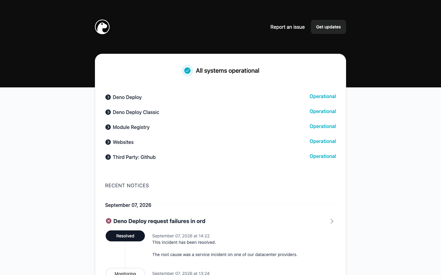Instatus screenshot 1